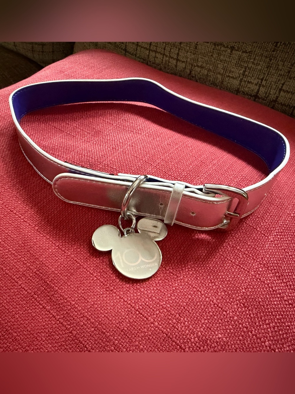 Disney Parks 100th Anniversary Dog Collar - Platinum Silver Size M